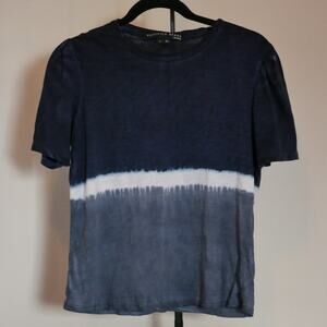 Veronica Beard Jeans Tie Dye Stripe Short Sleeve Pima Cotton Cropped T Shirt